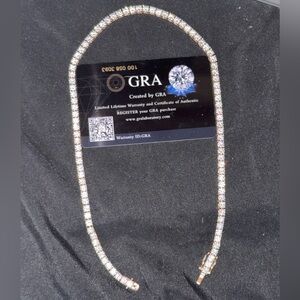 GRA Certified Moissanite 14k Rose Gold Tennis Necklace 4mm